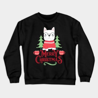 Cute French Bulldog And Christmas Tree Crewneck Sweatshirt